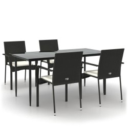 vidaXL Set de muebles jardín 5 pzas con cojines ratán sintético negro