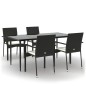 vidaXL Set de muebles jardín 5 pzas con cojines ratán sintético negro vidaXL Set de muebles jardín 5 pzas con cojines ratán sintético negro
