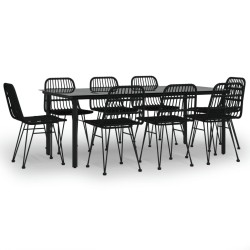 vidaXL Juego de comedor de jardín 9 piezas ratán sintético negro