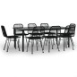 vidaXL Juego de comedor de jardín 9 piezas ratán sintético negro vidaXL Juego de comedor de jardín 9 piezas ratán sintético negro