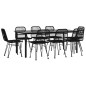 vidaXL Juego de comedor de jardín 9 piezas ratán sintético negro vidaXL Juego de comedor de jardín 9 piezas ratán sintético negro