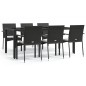 vidaXL Set de comedor de jardín 7 pzas y cojines ratán sintético negro vidaXL Set de comedor de jardín 7 pzas y cojines ratán sintético negro