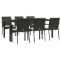vidaXL Set de comedor de jardín 7 pzas y cojines ratán sintético negro vidaXL Set de comedor de jardín 7 pzas y cojines ratán sintético negro