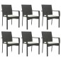 vidaXL Set de comedor de jardín 7 pzas y cojines ratán sintético negro vidaXL Set de comedor de jardín 7 pzas y cojines ratán sintético negro