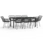 vidaXL Juego de comedor de jardín 9 piezas ratán sintético negro vidaXL Juego de comedor de jardín 9 piezas ratán sintético negro
