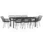 vidaXL Juego de comedor de jardín 9 piezas ratán sintético negro vidaXL Juego de comedor de jardín 9 piezas ratán sintético negro