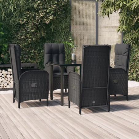 vidaXL Set de muebles jardín 5 pzas con cojines ratán sintético negro