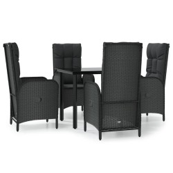 vidaXL Set de muebles jardín 5 pzas con cojines ratán sintético negro