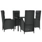 vidaXL Set de muebles jardín 5 pzas con cojines ratán sintético negro vidaXL Set de muebles jardín 5 pzas con cojines ratán sintético negro