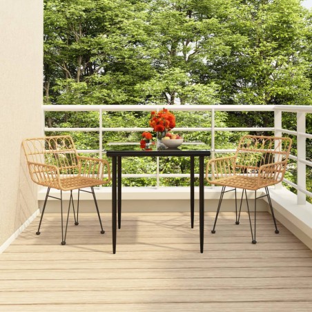 vidaXL Juego de comedor de jardín 3 piezas ratán sintético