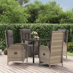 vidaXL Set comedor jardín 5 pzas y cojines ratán sintético negro gris