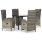 vidaXL Set comedor jardín 5 pzas y cojines ratán sintético negro gris vidaXL Set comedor jardín 5 pzas y cojines ratán sintético negro gris