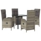 vidaXL Set comedor jardín 5 pzas y cojines ratán sintético negro gris vidaXL Set comedor jardín 5 pzas y cojines ratán sintético negro gris