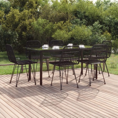 vidaXL Juego de comedor de jardín 7 piezas ratán sintético negro