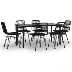 vidaXL Juego de comedor de jardín 7 piezas ratán sintético negro