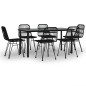 vidaXL Juego de comedor de jardín 7 piezas ratán sintético negro vidaXL Juego de comedor de jardín 7 piezas ratán sintético negro