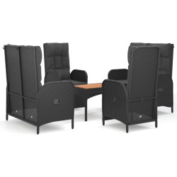 vidaXL Set de muebles jardín 5 pzas con cojines ratán sintético negro