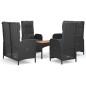vidaXL Set de muebles jardín 5 pzas con cojines ratán sintético negro