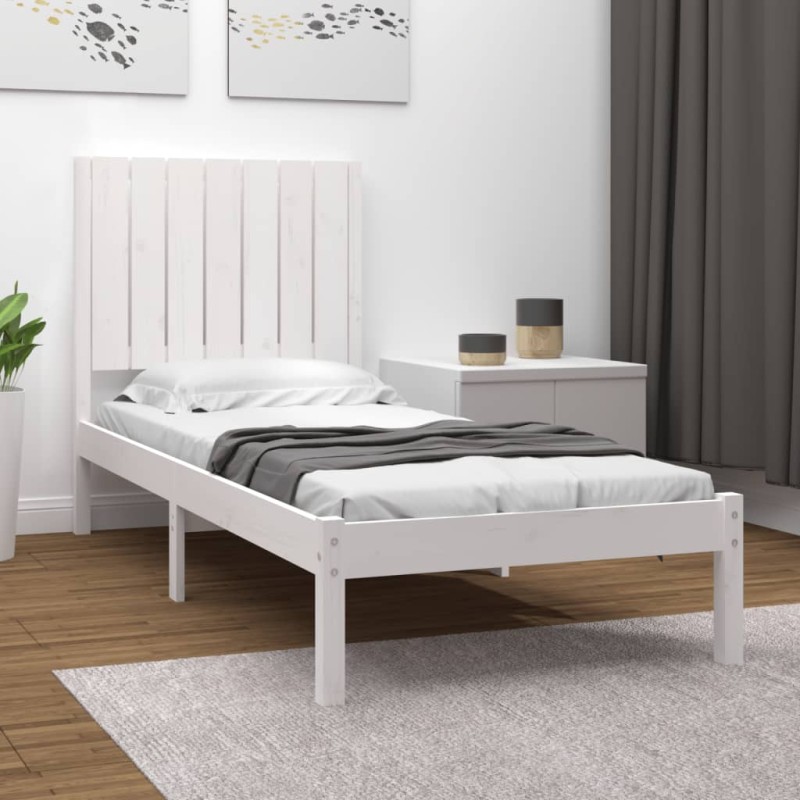 vidaXL Estructura de cama individual madera maciza blanco 75x190 cm vidaXL Estructura de cama individual madera maciza blanco 75x190 cm