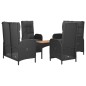 vidaXL Set de muebles jardín 5 pzas con cojines ratán sintético negro