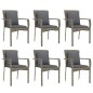vidaXL Set comedor jardín 7 pzas y cojines ratán sintético gris vidaXL Set comedor jardín 7 pzas y cojines ratán sintético gris
