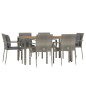 vidaXL Set comedor jardín 7 pzas y cojines ratán sintético gris vidaXL Set comedor jardín 7 pzas y cojines ratán sintético gris