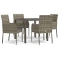 vidaXL Set comedor de jardín 5 piezas con cojines ratán sintético gris vidaXL Set comedor de jardín 5 piezas con cojines ratán sintético gris