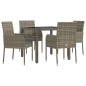 vidaXL Set comedor de jardín 5 piezas con cojines ratán sintético gris vidaXL Set comedor de jardín 5 piezas con cojines ratán sintético gris