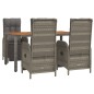 vidaXL Set comedor de jardín 5 piezas con cojines ratán sintético gris vidaXL Set comedor de jardín 5 piezas con cojines ratán sintético gris