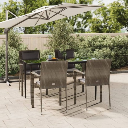 vidaXL Set comedor jardín 5 pzas y cojines ratán sintético negro gris