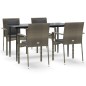 vidaXL Set comedor jardín 5 pzas y cojines ratán sintético negro gris vidaXL Set comedor jardín 5 pzas y cojines ratán sintético negro gris