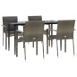 vidaXL Set comedor jardín 5 pzas y cojines ratán sintético negro gris vidaXL Set comedor jardín 5 pzas y cojines ratán sintético negro gris