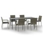 vidaXL Set comedor jardín 7 pzas y cojines ratán sintético negro gris