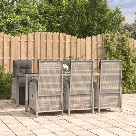 vidaXL Set comedor jardín 7 pzas y cojines ratán sintético gris