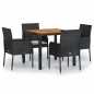 vidaXL Set de muebles jardín 5 pzas con cojines ratán sintético negro vidaXL Set de muebles jardín 5 pzas con cojines ratán sintético negro