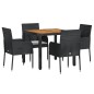 vidaXL Set de muebles jardín 5 pzas con cojines ratán sintético negro vidaXL Set de muebles jardín 5 pzas con cojines ratán sintético negro