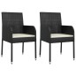 vidaXL Set comedor de jardín 3 pzas con cojines ratán sintético negro