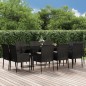 vidaXL Set de comedor jardín 11 pzas con cojines ratán sintético negro vidaXL Set de comedor jardín 11 pzas con cojines ratán sintético negro