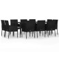 vidaXL Set de comedor jardín 11 pzas con cojines ratán sintético negro vidaXL Set de comedor jardín 11 pzas con cojines ratán sintético negro