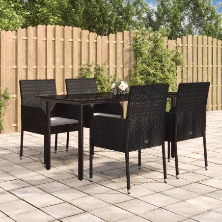 vidaXL Set de muebles jardín 5 pzas con cojines ratán sintético negro