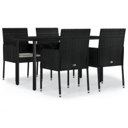 vidaXL Set de muebles jardín 5 pzas con cojines ratán sintético negro