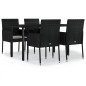 vidaXL Set de muebles jardín 5 pzas con cojines ratán sintético negro vidaXL Set de muebles jardín 5 pzas con cojines ratán sintético negro
