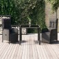 vidaXL Set comedor de jardín 3 pzas con cojines ratán sintético negro vidaXL Set comedor de jardín 3 pzas con cojines ratán sintético negro