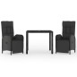 vidaXL Set comedor de jardín 3 pzas con cojines ratán sintético negro vidaXL Set comedor de jardín 3 pzas con cojines ratán sintético negro