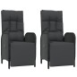 vidaXL Set comedor de jardín 3 pzas con cojines ratán sintético negro vidaXL Set comedor de jardín 3 pzas con cojines ratán sintético negro