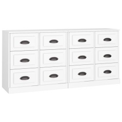 vidaXL Aparadores 2 piezas madera contrachapada blanco