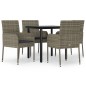 vidaXL Set comedor jardín 5 pzas y cojines ratán sintético negro gris vidaXL Set comedor jardín 5 pzas y cojines ratán sintético negro gris