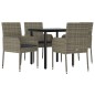 vidaXL Set comedor jardín 5 pzas y cojines ratán sintético negro gris vidaXL Set comedor jardín 5 pzas y cojines ratán sintético negro gris