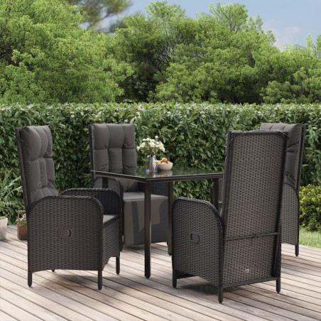 vidaXL Set de muebles jardín 5 pzas con cojines ratán sintético negro