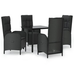 vidaXL Set de muebles jardín 5 pzas con cojines ratán sintético negro